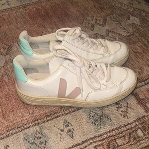 Veja White and Light Green Sneakers